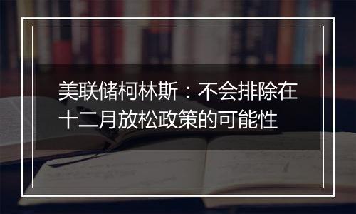 美联储柯林斯：不会排除在十二月放松政策的可能性