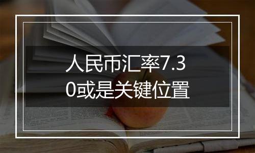 人民币汇率7.30或是关键位置