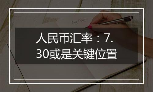 人民币汇率：7.30或是关键位置