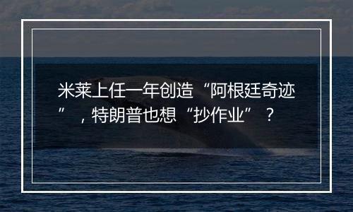 米莱上任一年创造“阿根廷奇迹”，特朗普也想“抄作业”？