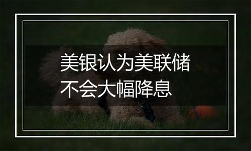 美银认为美联储不会大幅降息