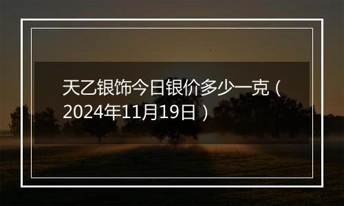 天乙银饰今日银价多少一克（2024年11月19日）