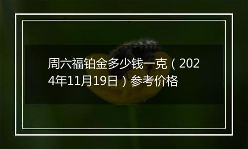 周六福铂金多少钱一克（2024年11月19日）参考价格