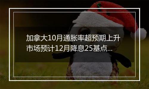 加拿大10月通胀率超预期上升 市场预计12月降息25基点概率约为60%