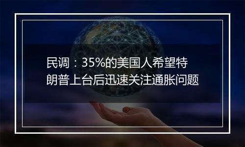 民调：35%的美国人希望特朗普上台后迅速关注通胀问题