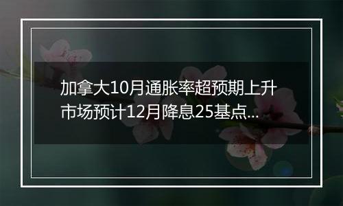 加拿大10月通胀率超预期上升 市场预计12月降息25基点概率约为60%