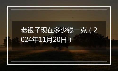 老银子现在多少钱一克（2024年11月20日）