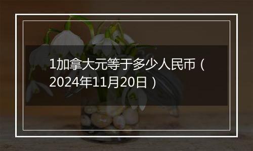 1加拿大元等于多少人民币（2024年11月20日）