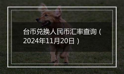 台币兑换人民币汇率查询（2024年11月20日）