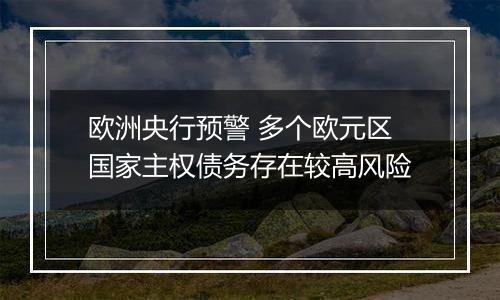 欧洲央行预警 多个欧元区国家主权债务存在较高风险