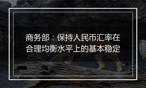 商务部：保持人民币汇率在合理均衡水平上的基本稳定