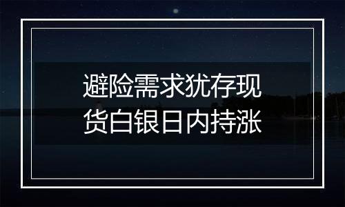 避险需求犹存现货白银日内持涨