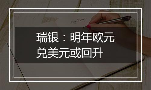 瑞银：明年欧元兑美元或回升