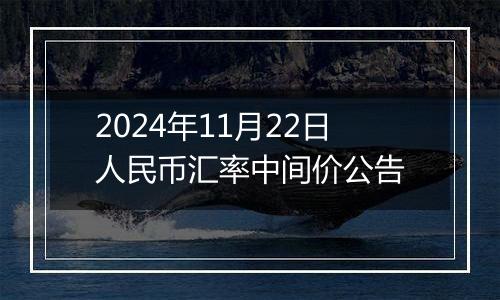 2024年11月22日人民币汇率中间价公告