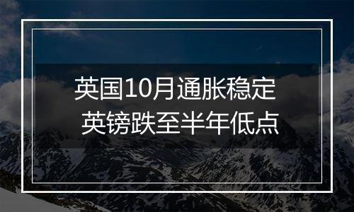 英国10月通胀稳定 英镑跌至半年低点