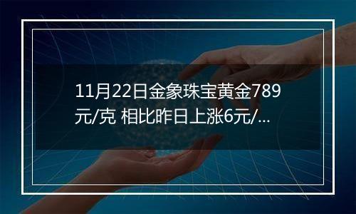 11月22日金象珠宝黄金789元/克 相比昨日上涨6元/克