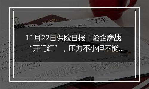 11月22日保险日报丨险企鏖战“开门红”，压力不小但不能不“战”！9家银行系险企前三季度实现净利润超168亿