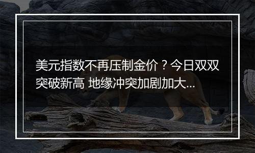 美元指数不再压制金价？今日双双突破新高 地缘冲突加剧加大市场避险需求