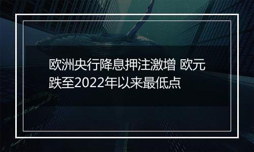 欧洲央行降息押注激增 欧元跌至2022年以来最低点