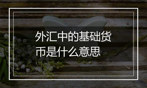 外汇中的基础货币是什么意思