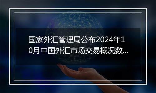 国家外汇管理局公布2024年10月中国外汇市场交易概况数据