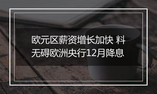 欧元区薪资增长加快 料无碍欧洲央行12月降息