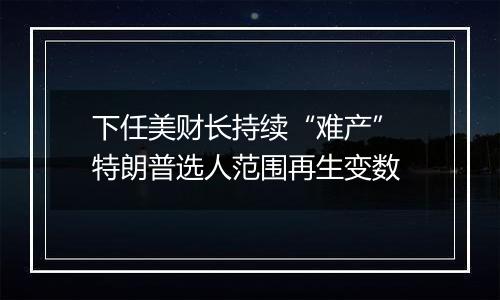 下任美财长持续“难产” 特朗普选人范围再生变数