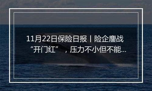 11月22日保险日报丨险企鏖战“开门红”，压力不小但不能不“战”！9家银行系险企前三季度实现净利润超168亿