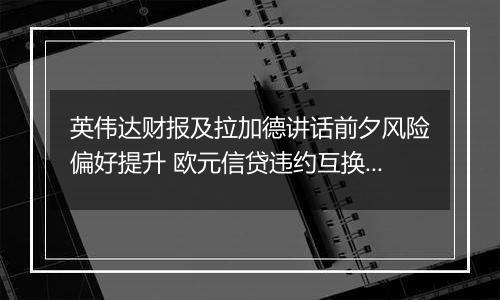 英伟达财报及拉加德讲话前夕风险偏好提升 欧元信贷违约互换成本下降