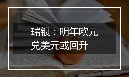 瑞银：明年欧元兑美元或回升