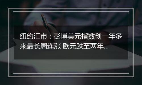 纽约汇市：彭博美元指数创一年多来最长周连涨 欧元跌至两年低点