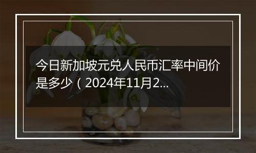 今日新加坡元兑人民币汇率中间价是多少（2024年11月20日）