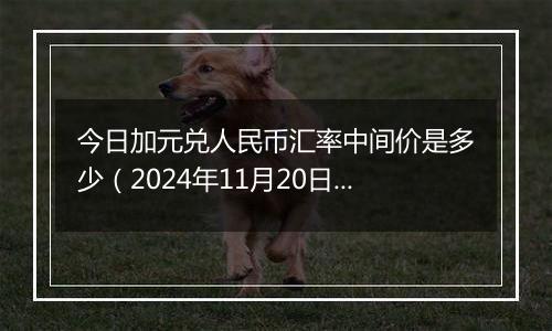 今日加元兑人民币汇率中间价是多少（2024年11月20日）