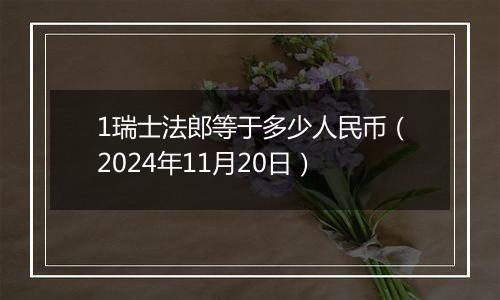 1瑞士法郎等于多少人民币（2024年11月20日）