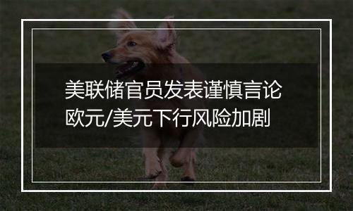 美联储官员发表谨慎言论 欧元/美元下行风险加剧