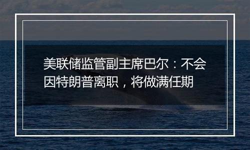 美联储监管副主席巴尔：不会因特朗普离职，将做满任期