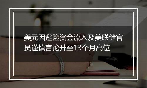 美元因避险资金流入及美联储官员谨慎言论升至13个月高位