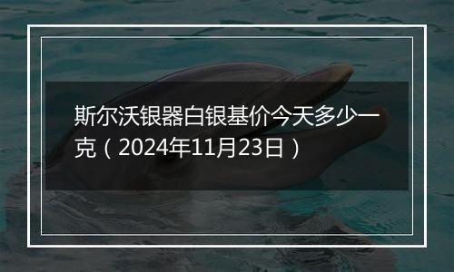 斯尔沃银器白银基价今天多少一克（2024年11月23日）