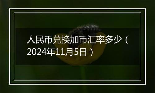 人民币兑换加币汇率多少（2024年11月5日）