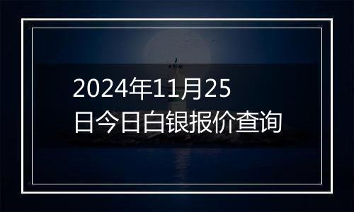 2024年11月25日今日白银报价查询