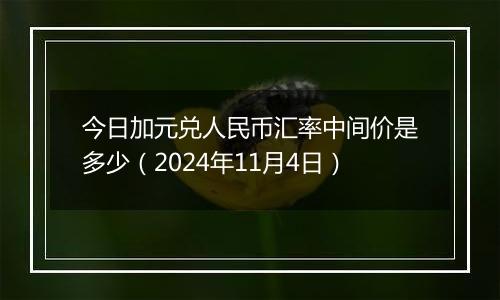 今日加元兑人民币汇率中间价是多少（2024年11月4日）