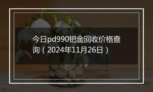 今日pd990钯金回收价格查询（2024年11月26日）