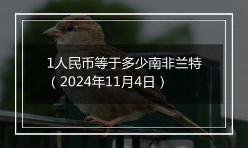 1人民币等于多少南非兰特（2024年11月4日）