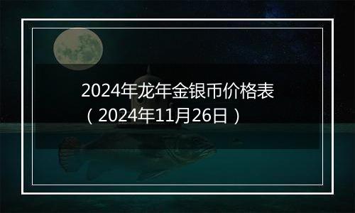 2024年龙年金银币价格表（2024年11月26日）