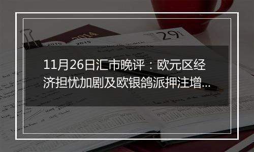 11月26日汇市晚评：欧元区经济担忧加剧及欧银鸽派押注增加 欧元陷入困境