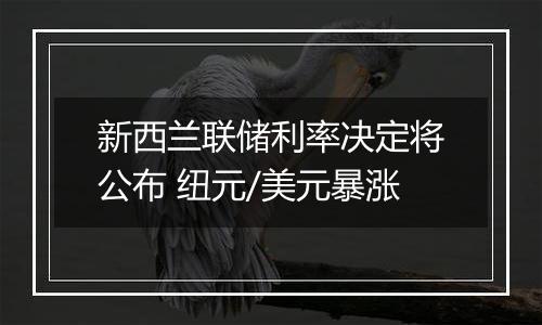 新西兰联储利率决定将公布 纽元/美元暴涨