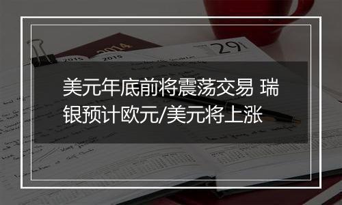 美元年底前将震荡交易 瑞银预计欧元/美元将上涨