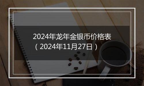 2024年龙年金银币价格表（2024年11月27日）