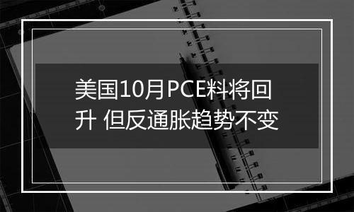 美国10月PCE料将回升 但反通胀趋势不变