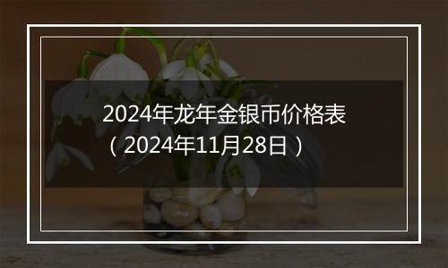 2024年龙年金银币价格表（2024年11月28日）